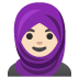 🧕🏻 woman with headscarf: light skin tone display on Google